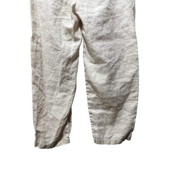 Quince 100% Linen Flare Pants Womens Small Beige Elastic Waist Coastal Lagenlook - Picture 10 of 12